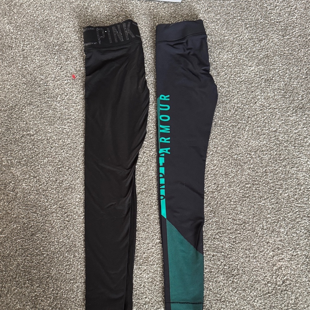 Under Armour Black and Teal women Leggings size S for 2ps. - Picture 2 of 9
